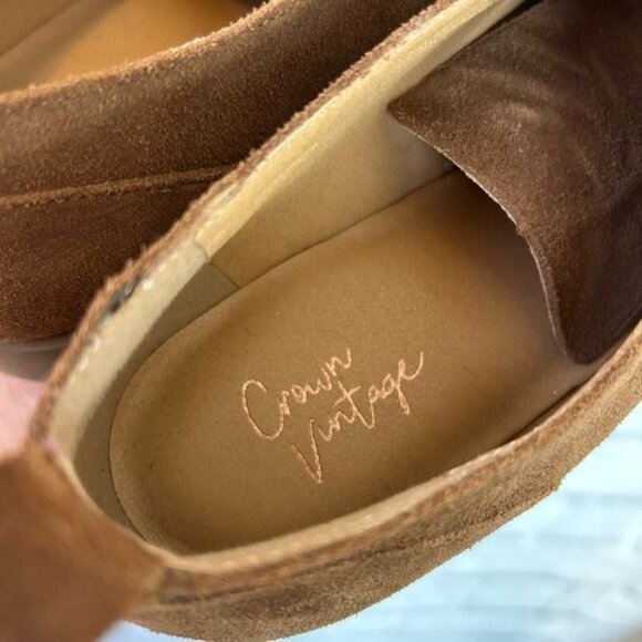 CROWN VINTAGE Lowell Cognac tan suede  leather oxford loafers Size 10 - Picture 7 of 9